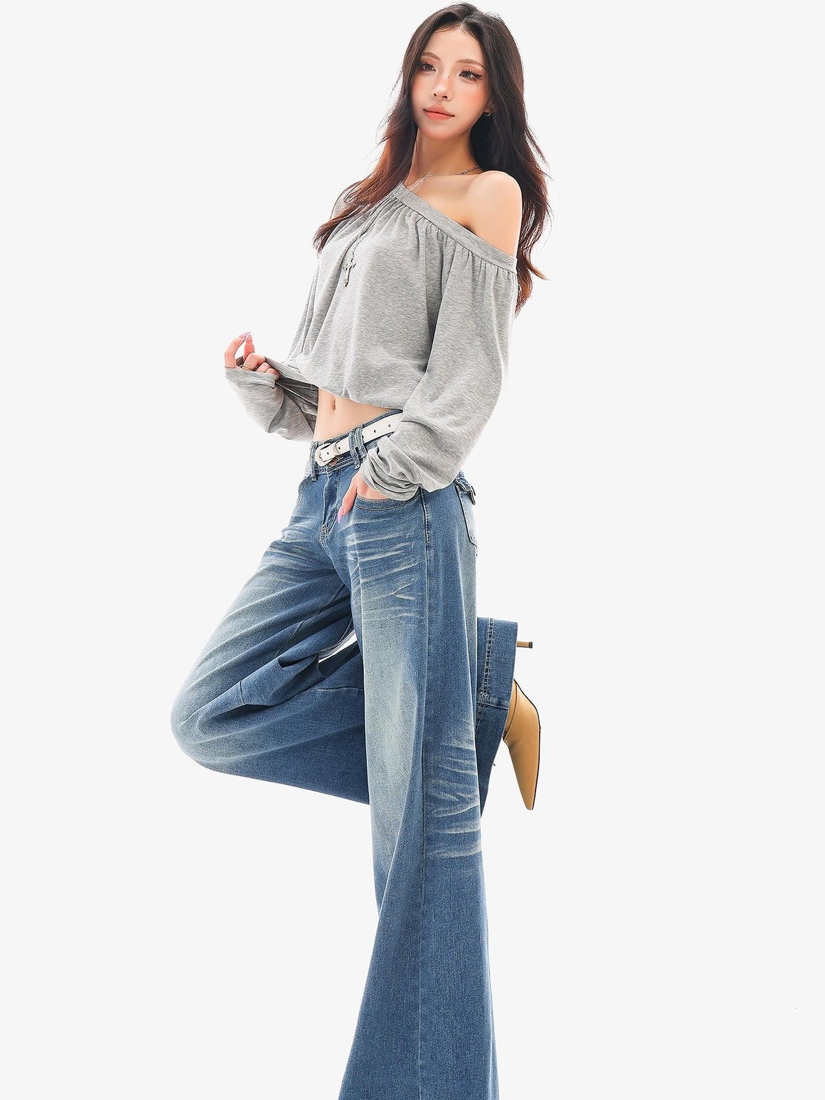 QIUQIU STUDIO Washed Flared Pocket Women&