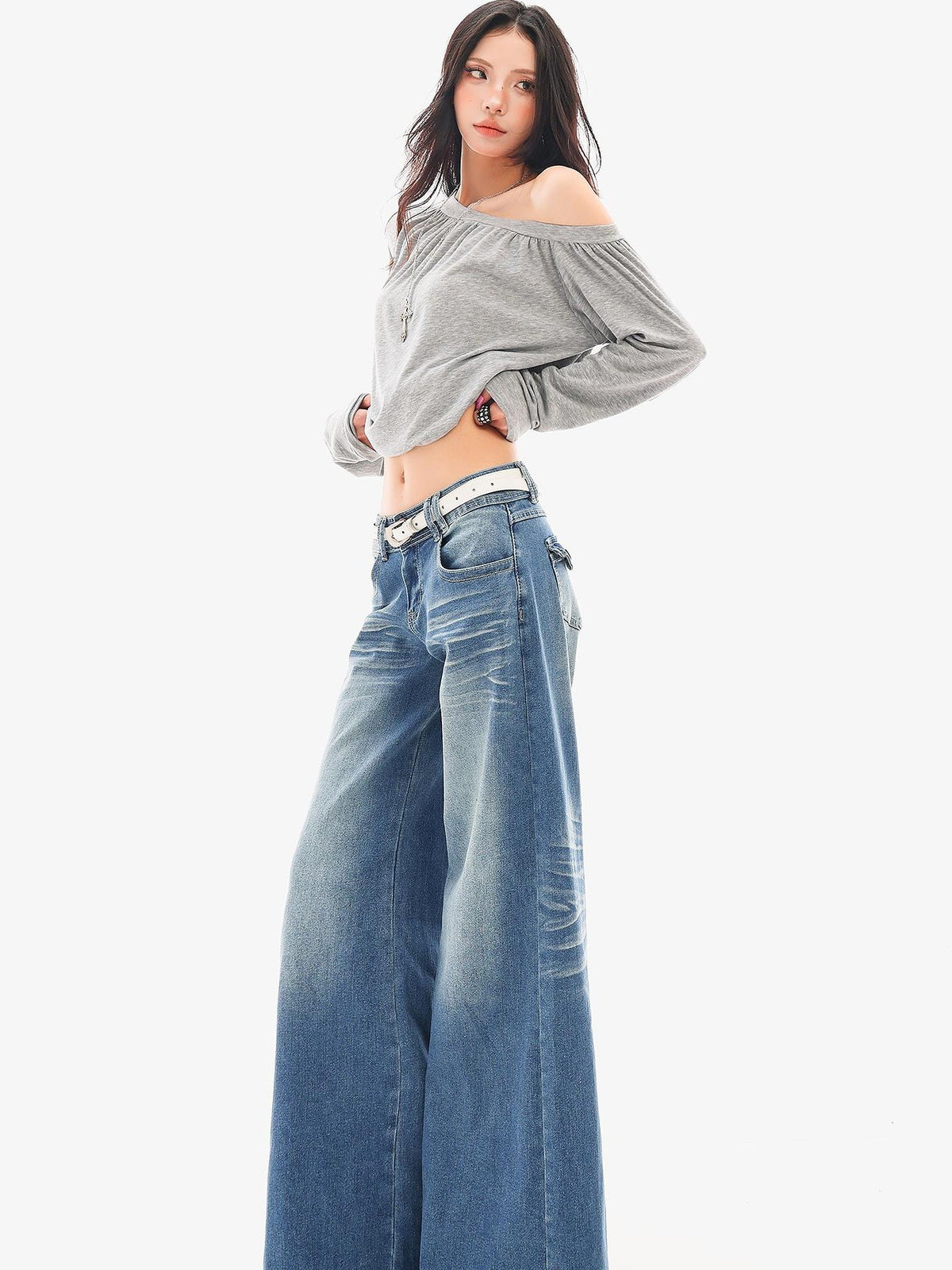 QIUQIU STUDIO Washed Flared Pocket Women&