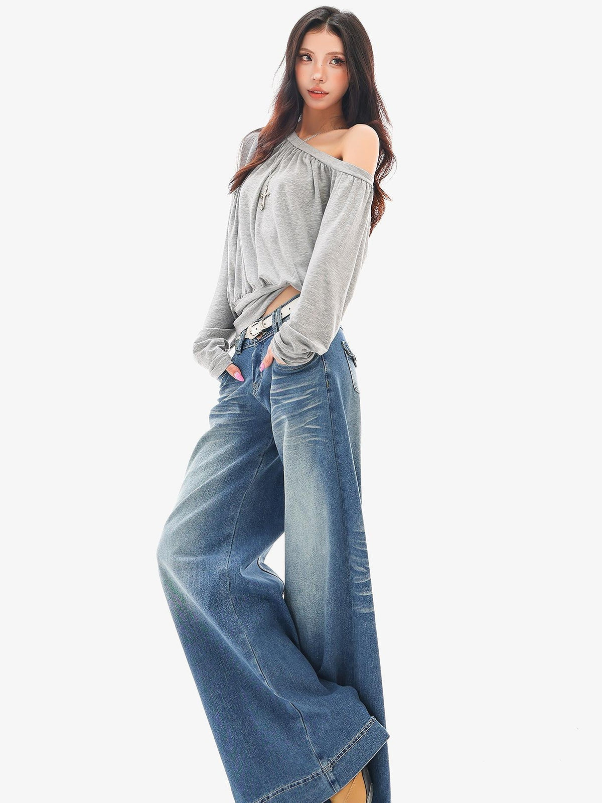 QIUQIU STUDIO Washed Flared Pocket Women&