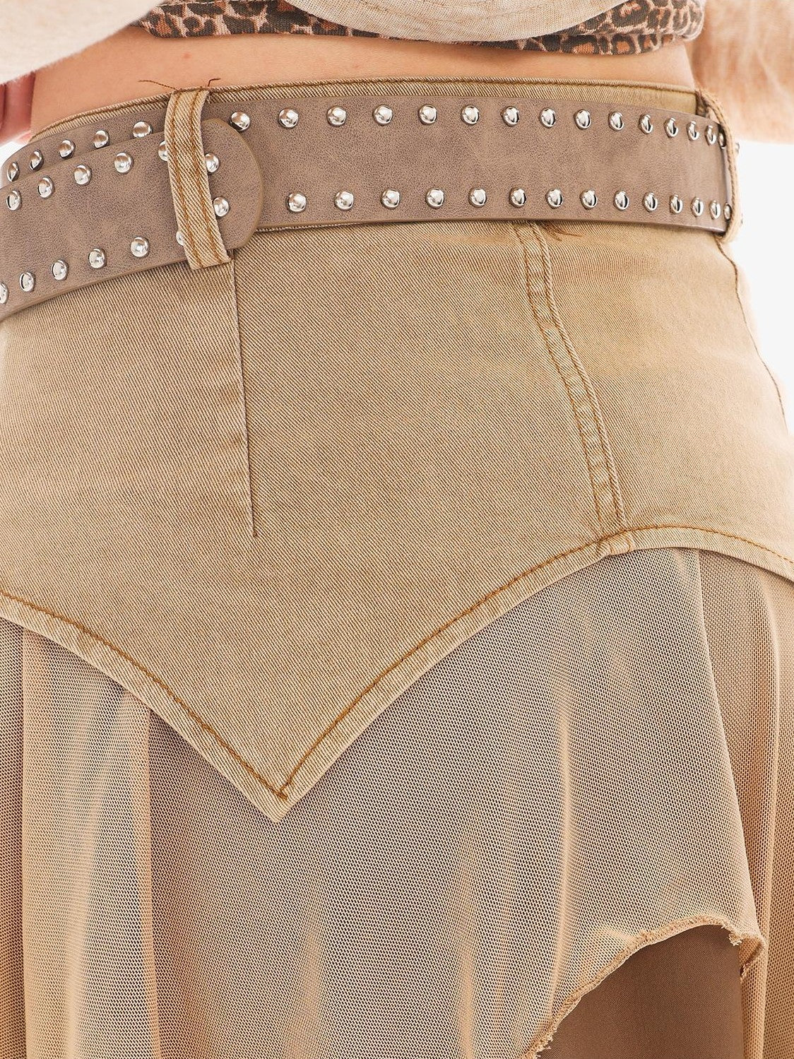 QIUQIU STUDIO Wasteland Patchwork Asymmetric A Line Women&