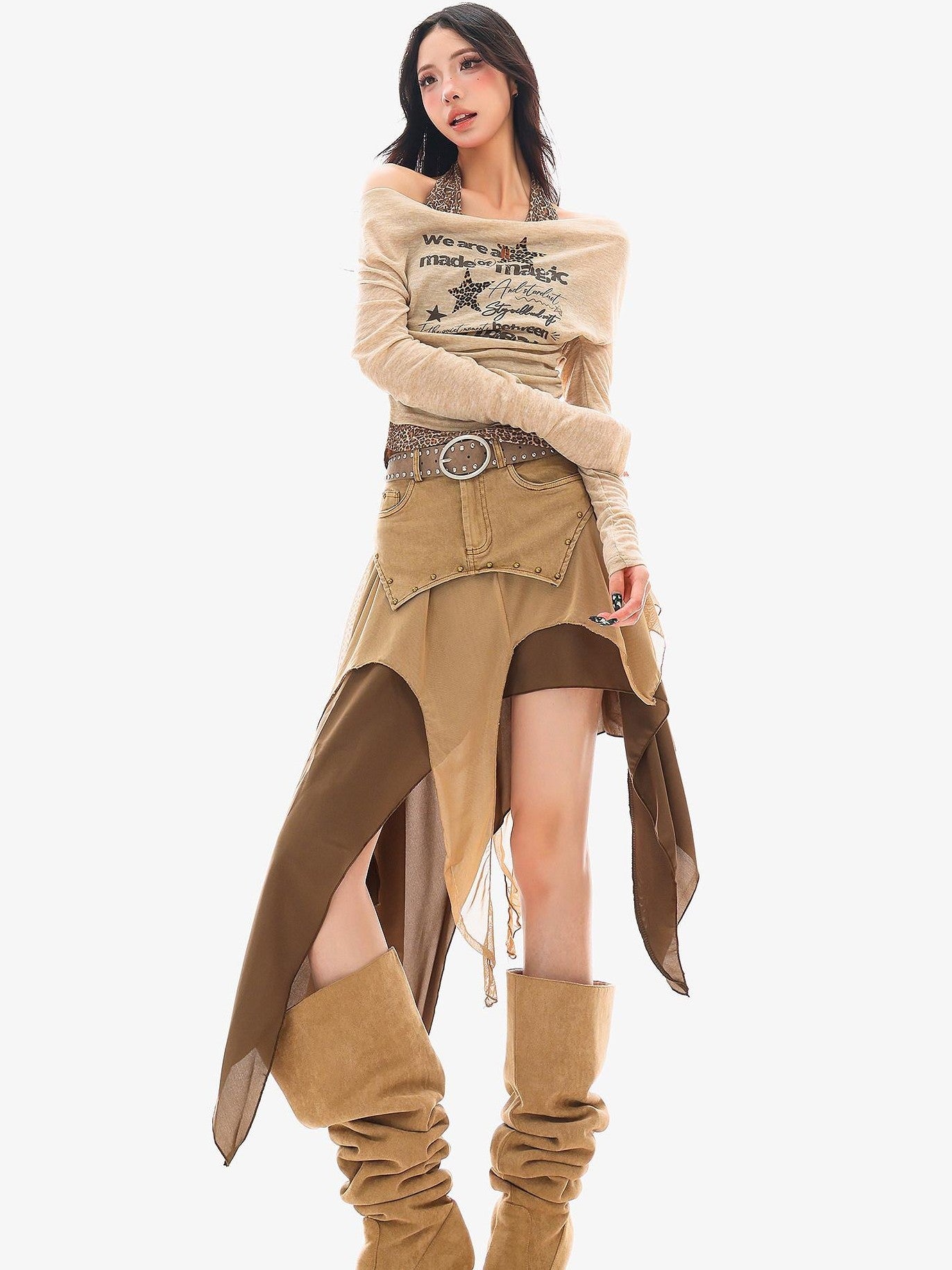 QIUQIU STUDIO Wasteland Patchwork Asymmetrical Women&