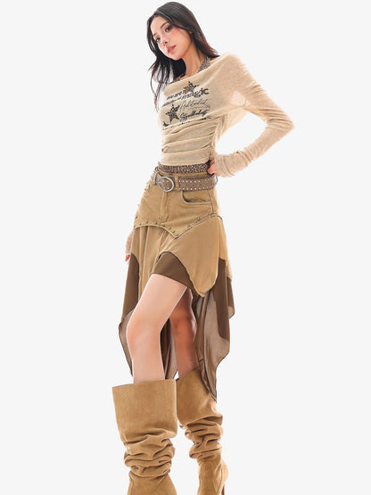 QIUQIU STUDIO Wasteland Patchwork Asymmetrical Women&