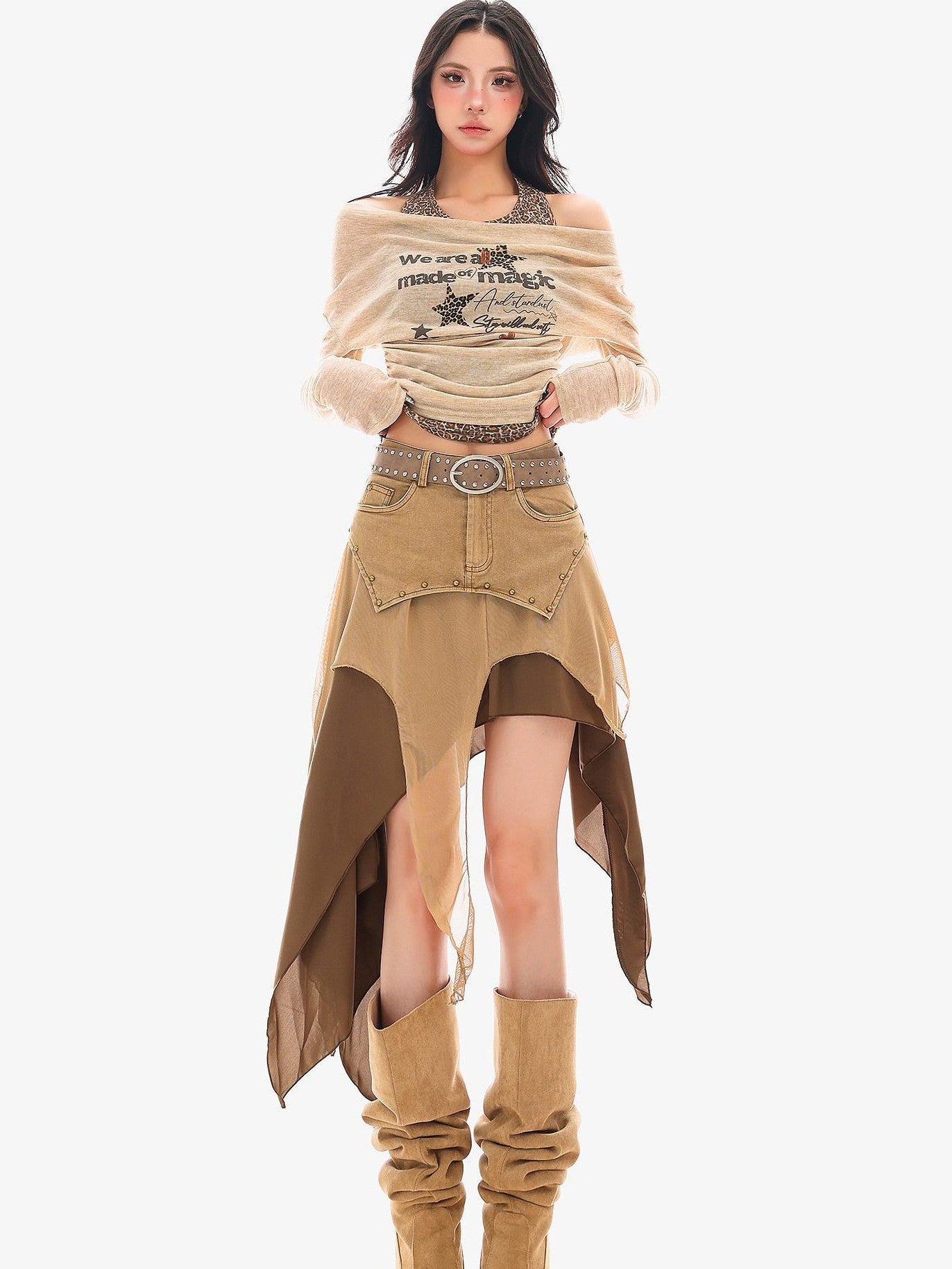 QIUQIU STUDIO Wasteland Patchwork Asymmetrical Women&