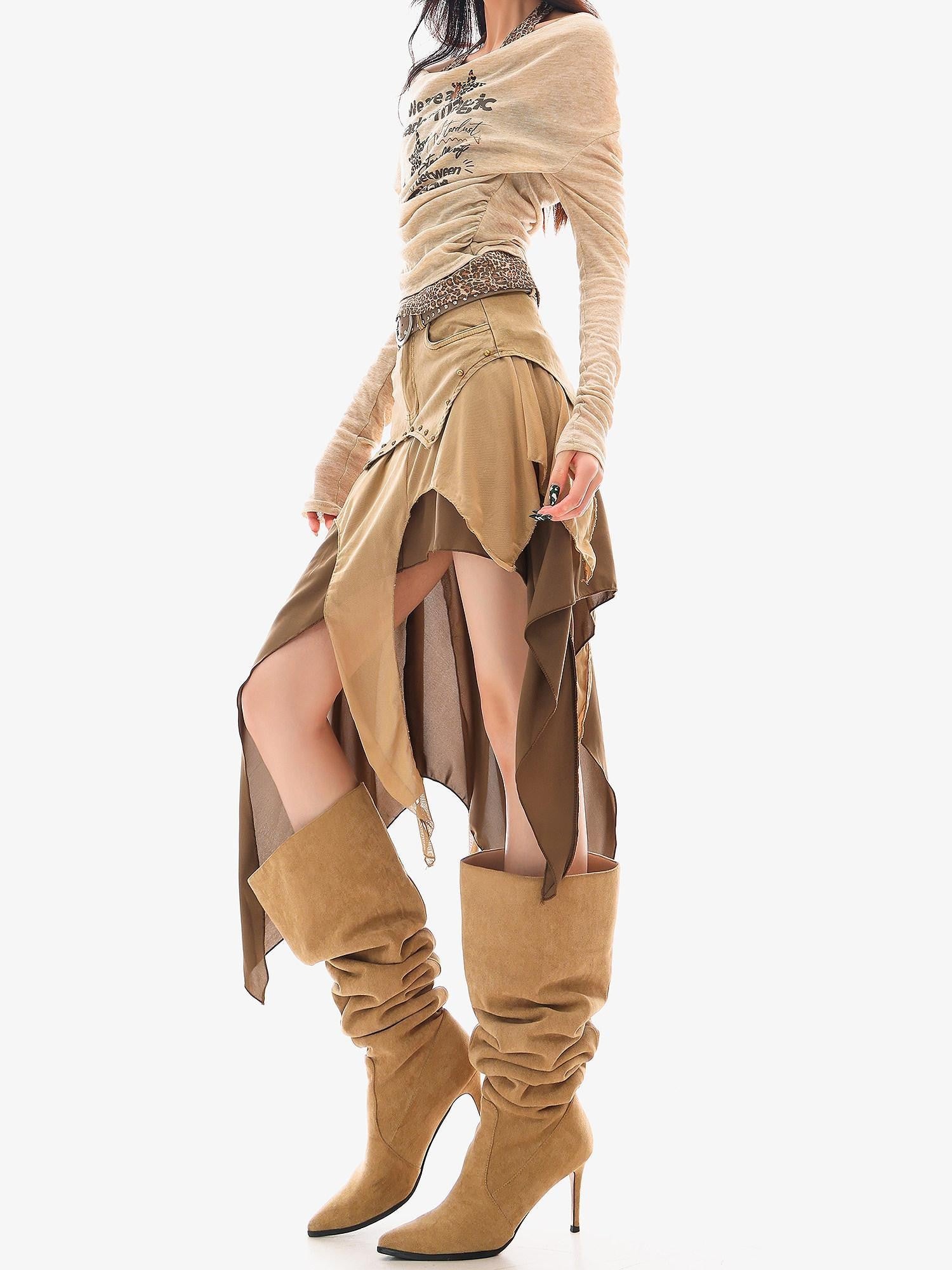 QIUQIU STUDIO Wasteland Patchwork Asymmetrical Women&