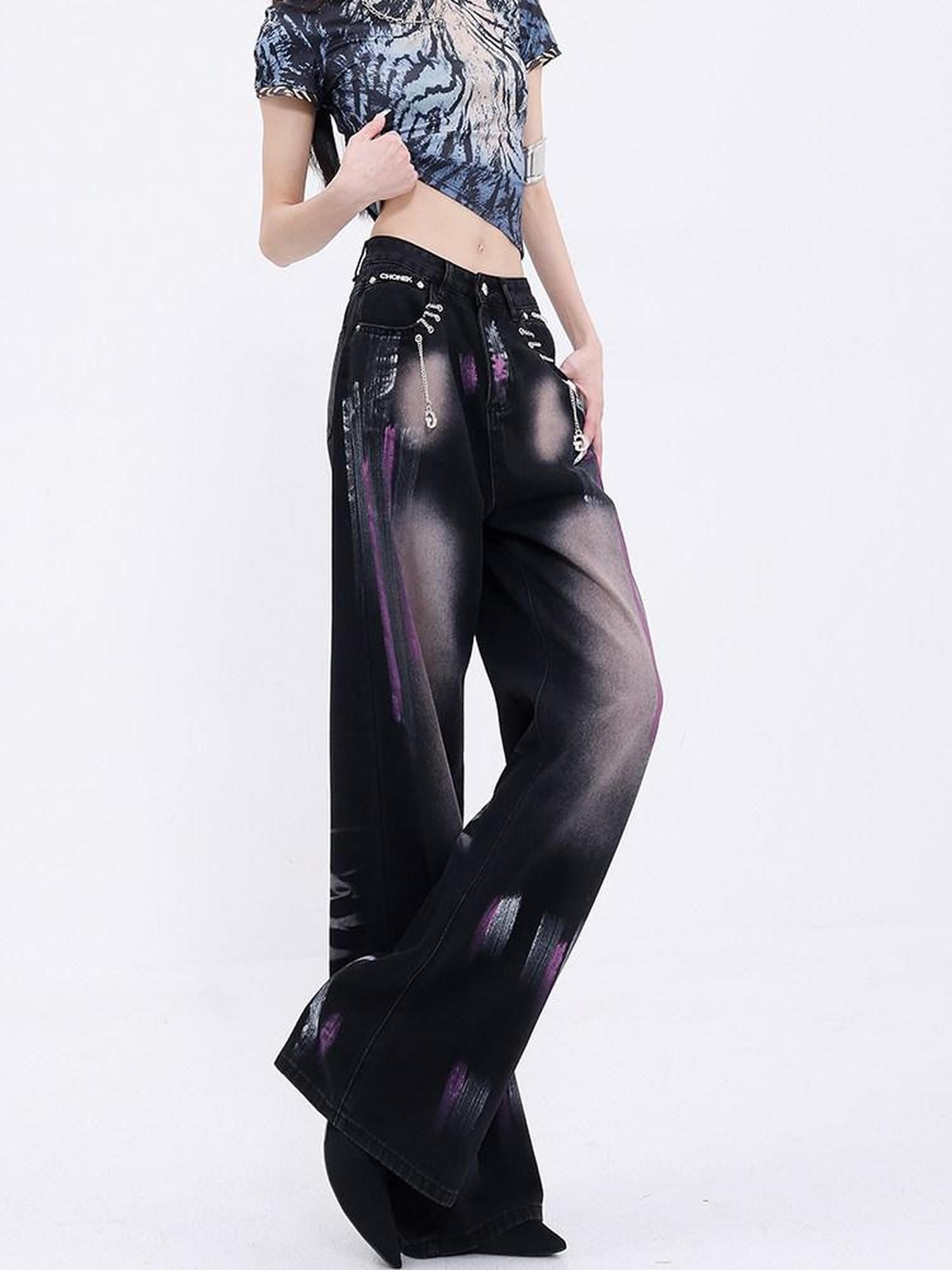 QIUQIU STUDIO Waterwashed Painted Graffiti Extra Long Women&