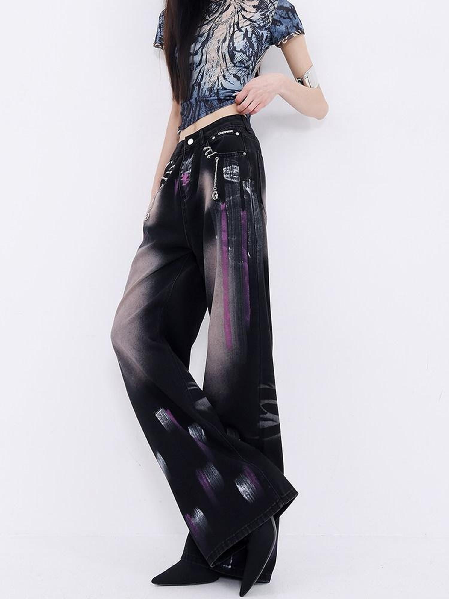 QIUQIU STUDIO Waterwashed Painted Graffiti Extra Long Women&