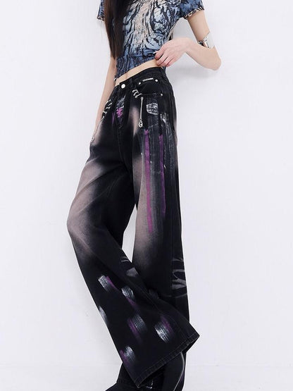 QIUQIU STUDIO Waterwashed Painted Graffiti Extra Long Women&