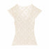 QIUQIU_STUDIO_White_Crochet_Hollow_Floral_V-neck_Slim_Fit_Women&