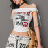 QIUQIU_STUDIO_White_Letter_Print_One_Shoulder_Slim_Sexy_Women&