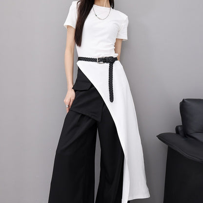 QIUQIU_STUDIO_White_Side_Slit_Round_Neck_Women&