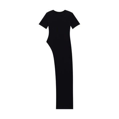 QIUQIU_STUDIO_White_Side_Slit_Round_Neck_Women&