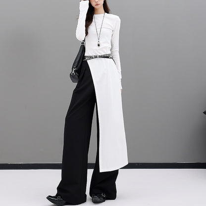 QIUQIU_STUDIO_White_Side_Slit_Round_Neck_Women&