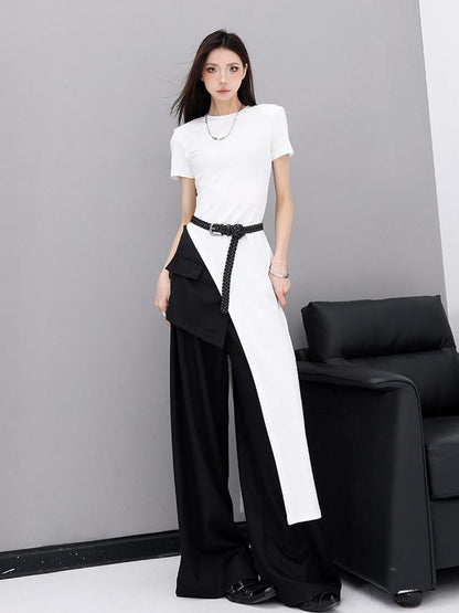 QIUQIU STUDIO White Side Slit Round Neck Women&