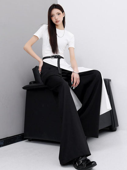 QIUQIU STUDIO White Side Slit Round Neck Women&