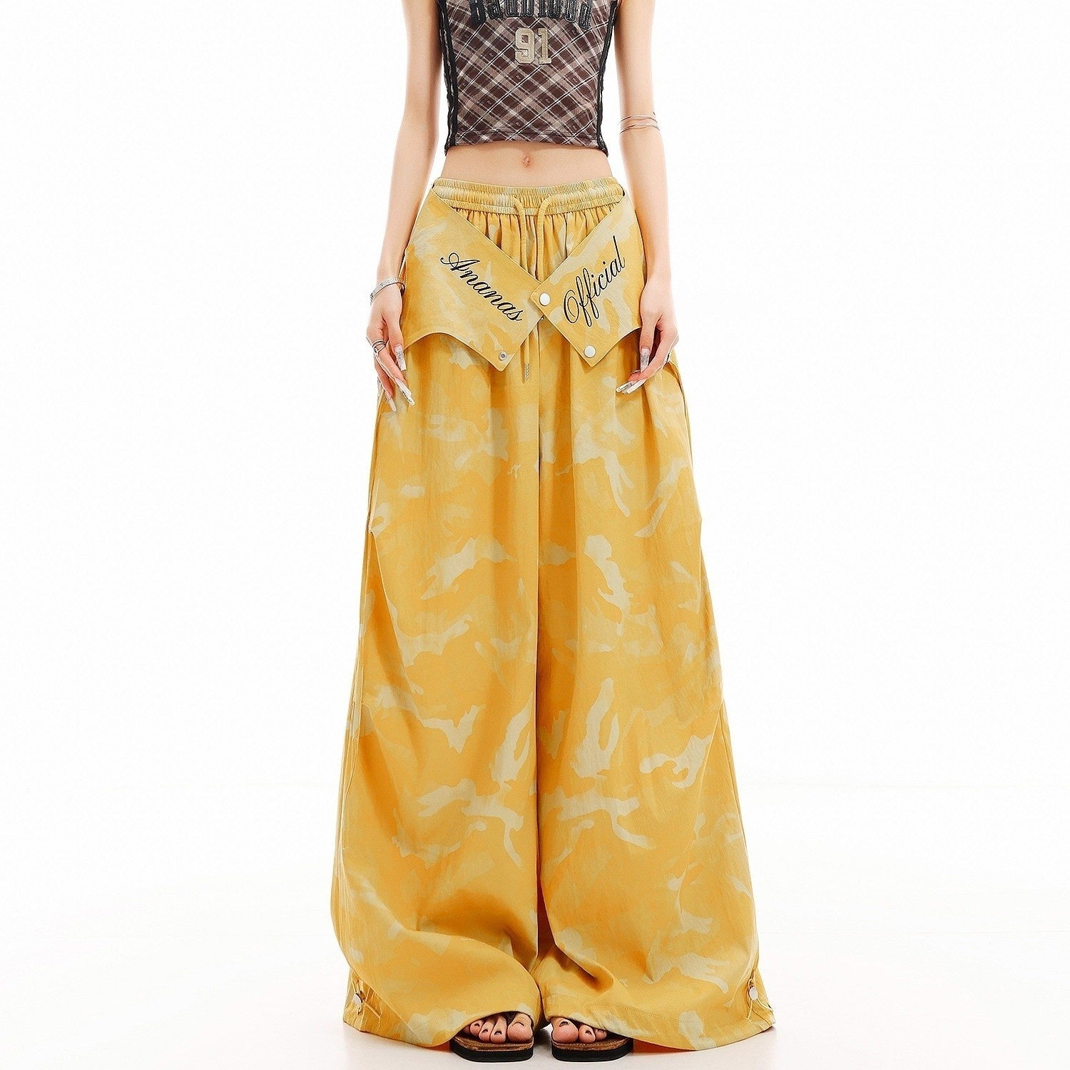 QIUQIU_STUDIO_Yellow_Camouflage_Cargo_Flap_Utility_Tall_Women&