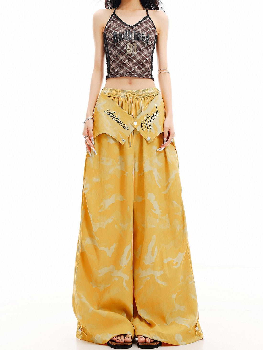 QIUQIU STUDIO Yellow Camouflage Cargo Flap Utility Tall Women&