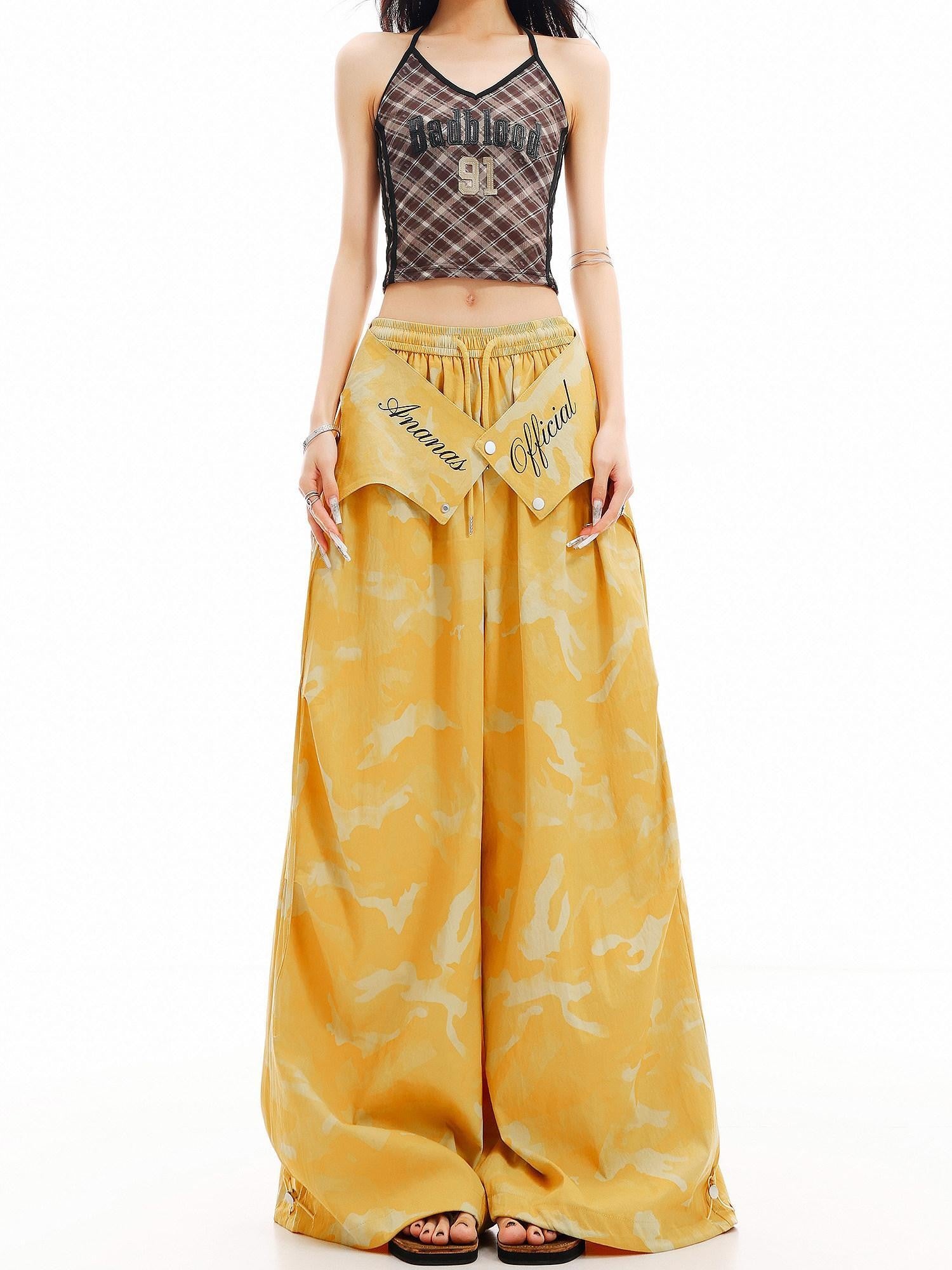 QIUQIU STUDIO Yellow Camouflage Cargo Flap Utility Tall Women&