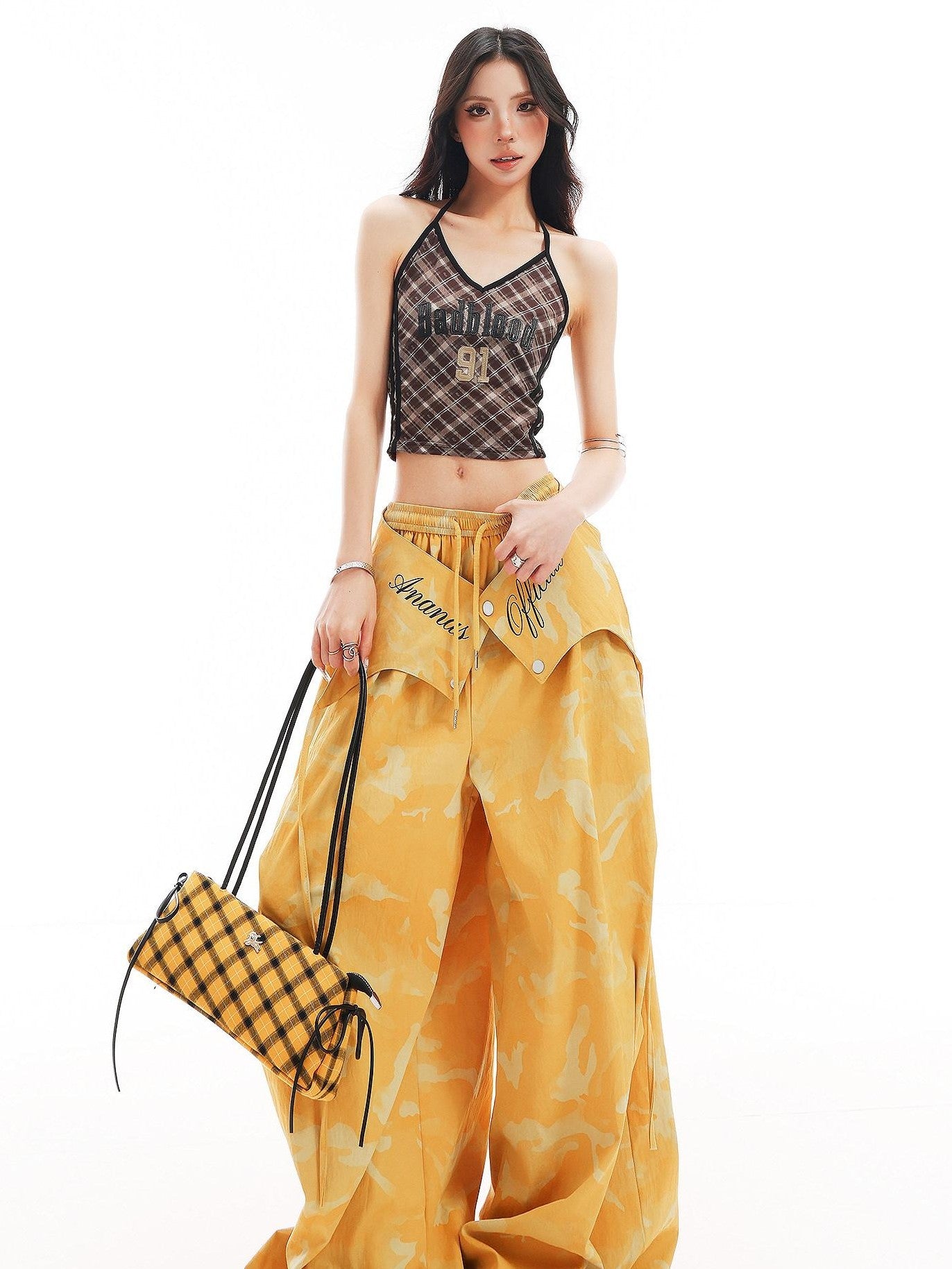 QIUQIU STUDIO Yellow Camouflage Cargo Flap Utility Tall Women&