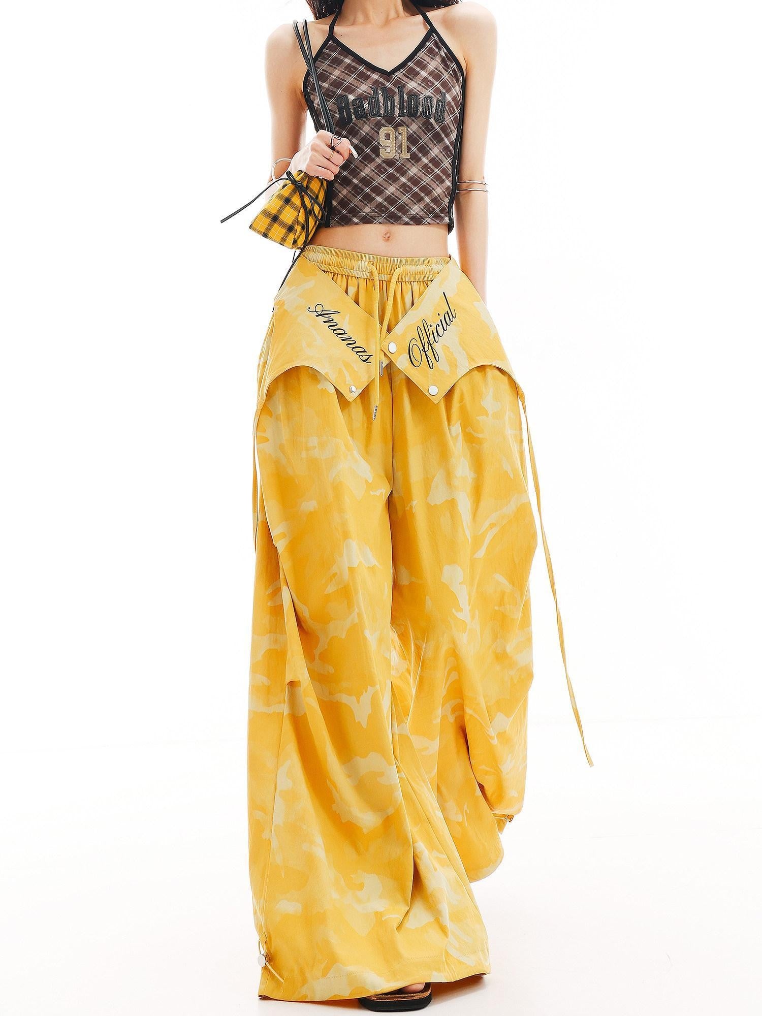 QIUQIU STUDIO Yellow Camouflage Cargo Flap Utility Tall Women&
