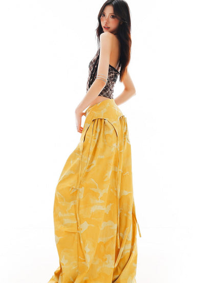 QIUQIU STUDIO Yellow Camouflage Cargo Flap Utility Tall Women&