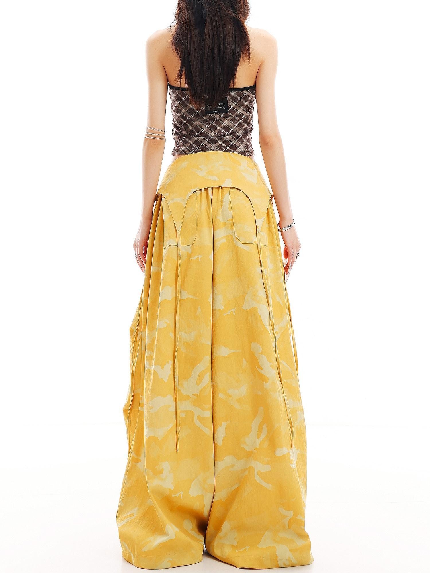 QIUQIU STUDIO Yellow Camouflage Cargo Flap Utility Tall Women&