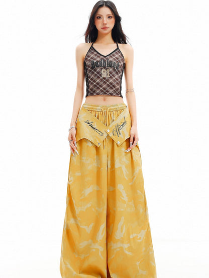 QIUQIU STUDIO Yellow Camouflage Cargo Flap Utility Tall Women&
