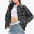 QIUQIU_STUDIO_Yellow_Plaid_Single_Breasted_Loose_Round_Neck_Patch_Pocket_Women&