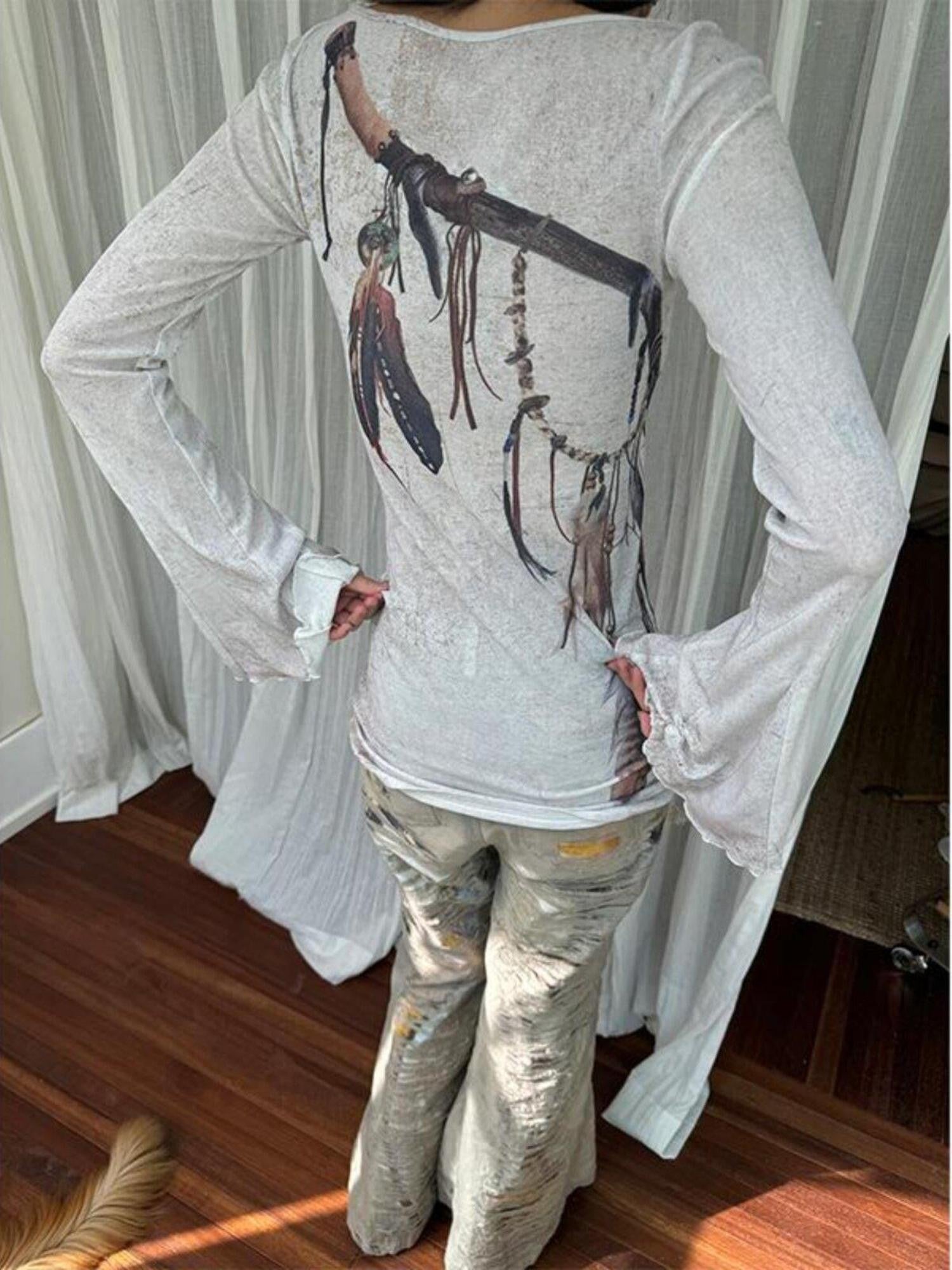 QUORRA S CHORD Asymmetric Feather Bell Sleeve Women&