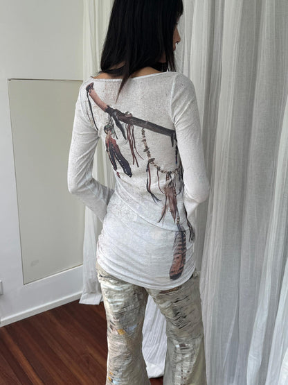 QUORRA S CHORD Asymmetric Feather Bell Sleeve Women&