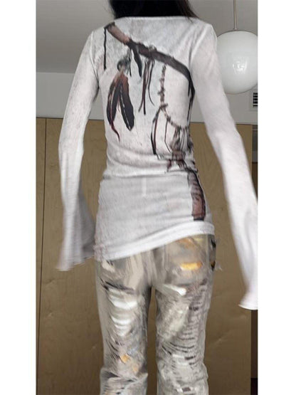 QUORRA S CHORD Asymmetric Feather Bell Sleeve Women&