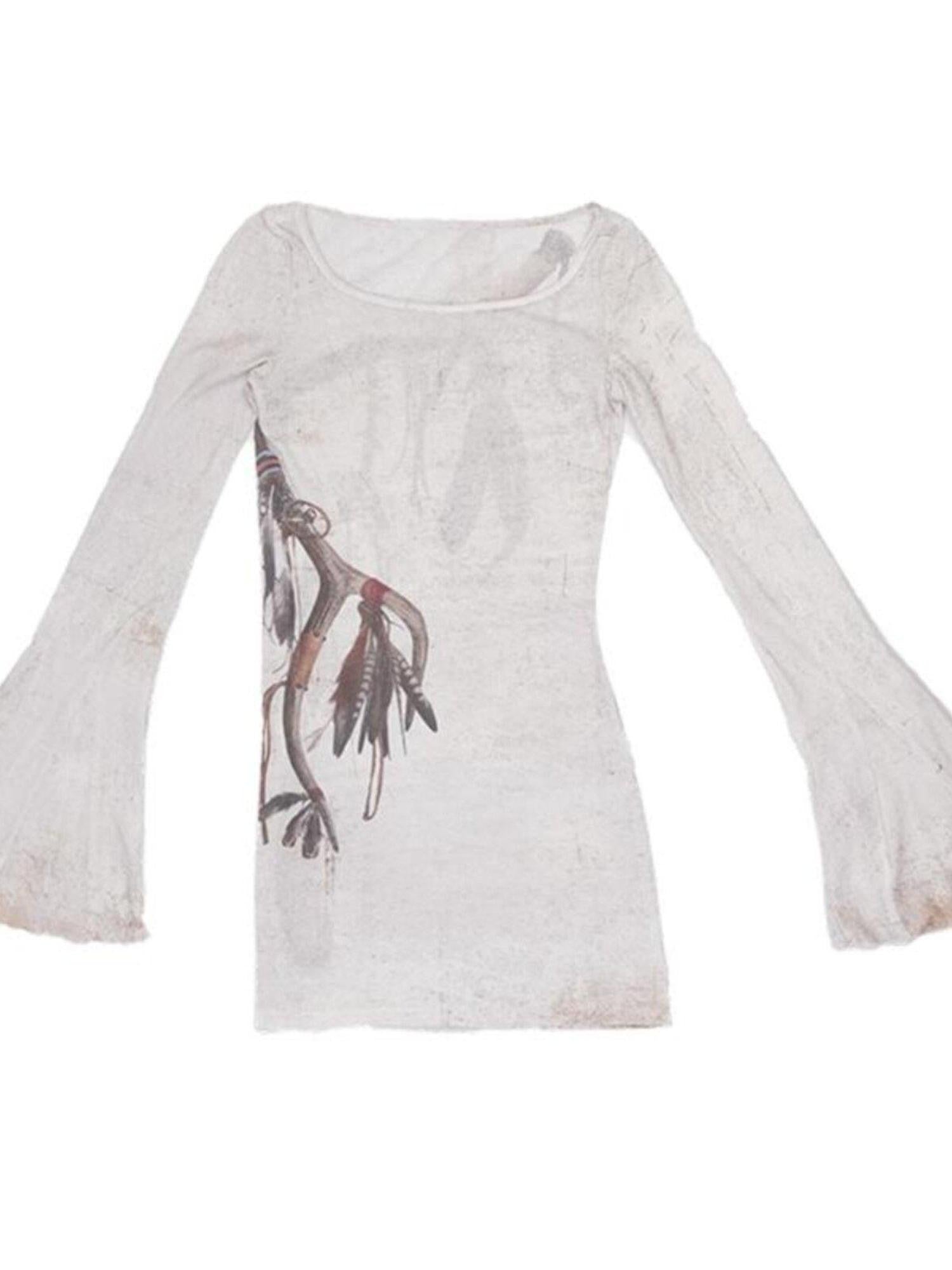 QUORRA S CHORD Asymmetric Feather Bell Sleeve Women&