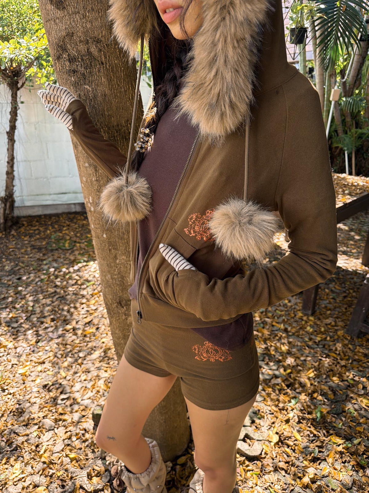 QUORRA S CHORD Asymmetric Zip Brown Green Women&