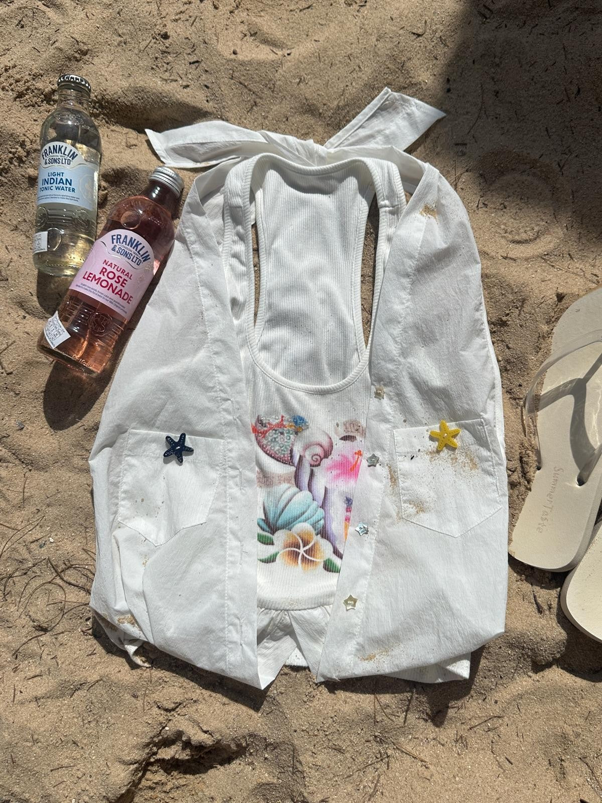 QUORRA S CHORD Beach Embroidered Hibiscus Print Spliced Women&