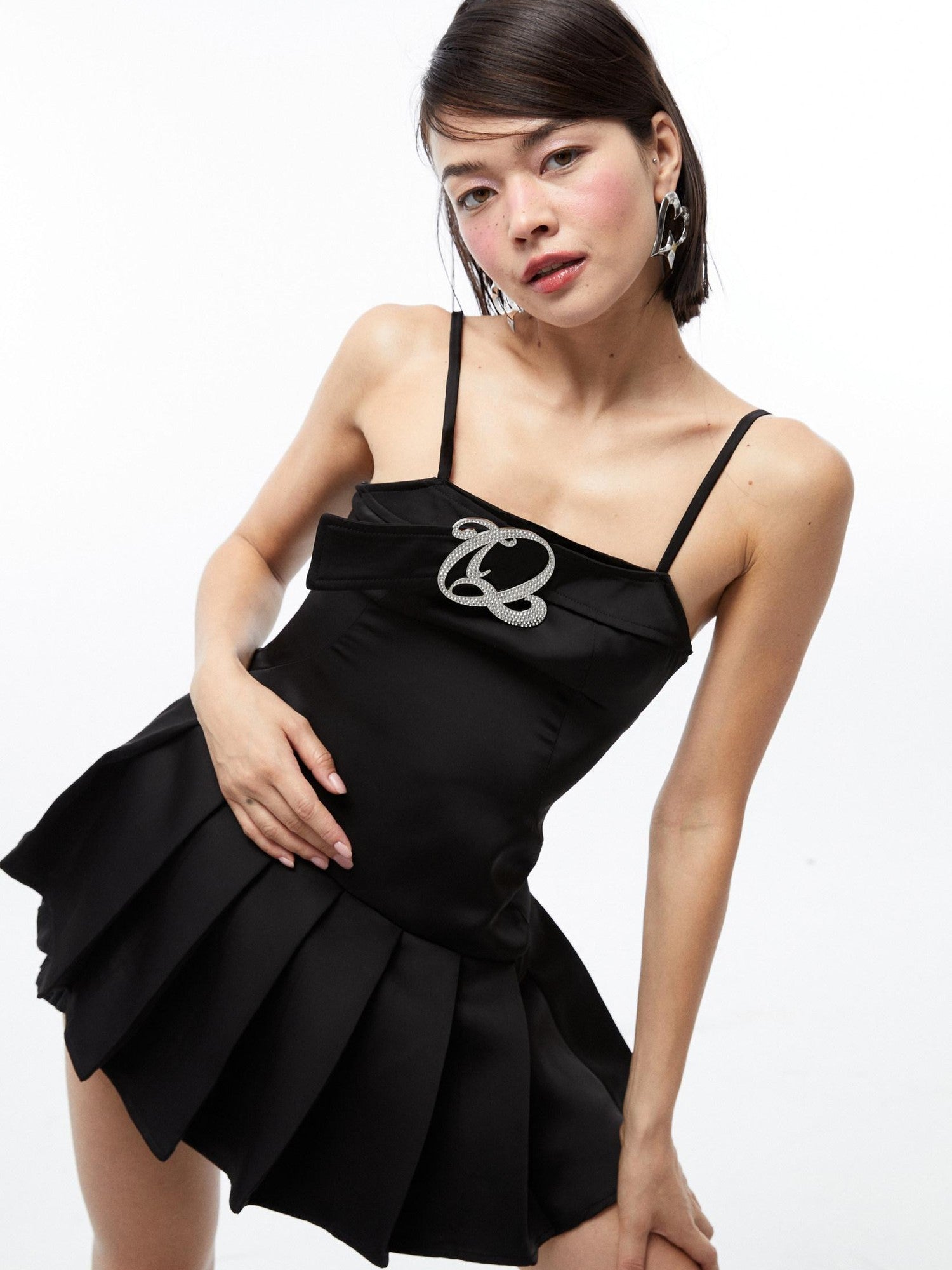 QUORRA S CHORD Belt Buckle Pleated Spaghetti Strap Women&