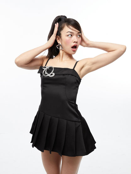 QUORRA S CHORD Belt Buckle Pleated Spaghetti Strap Women&