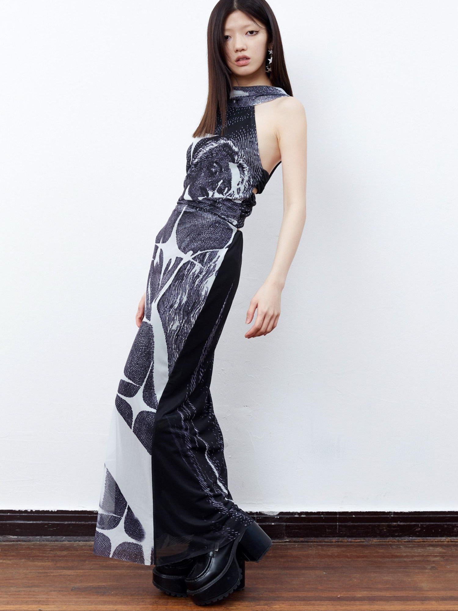 QUORRA S CHORD Black Beauty Print Backless Cami Women&
