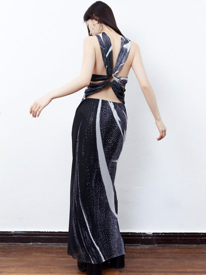 QUORRA S CHORD Black Beauty Print Backless Cami Women&