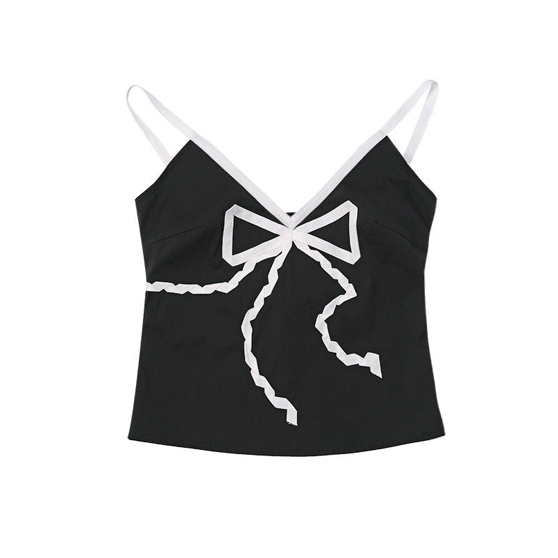 QUORRA_S_CHORD_Black_Bow_Tie_Ribbon_V-neck_Women&