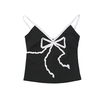 QUORRA_S_CHORD_Black_Bow_Tie_Ribbon_V-neck_Women&