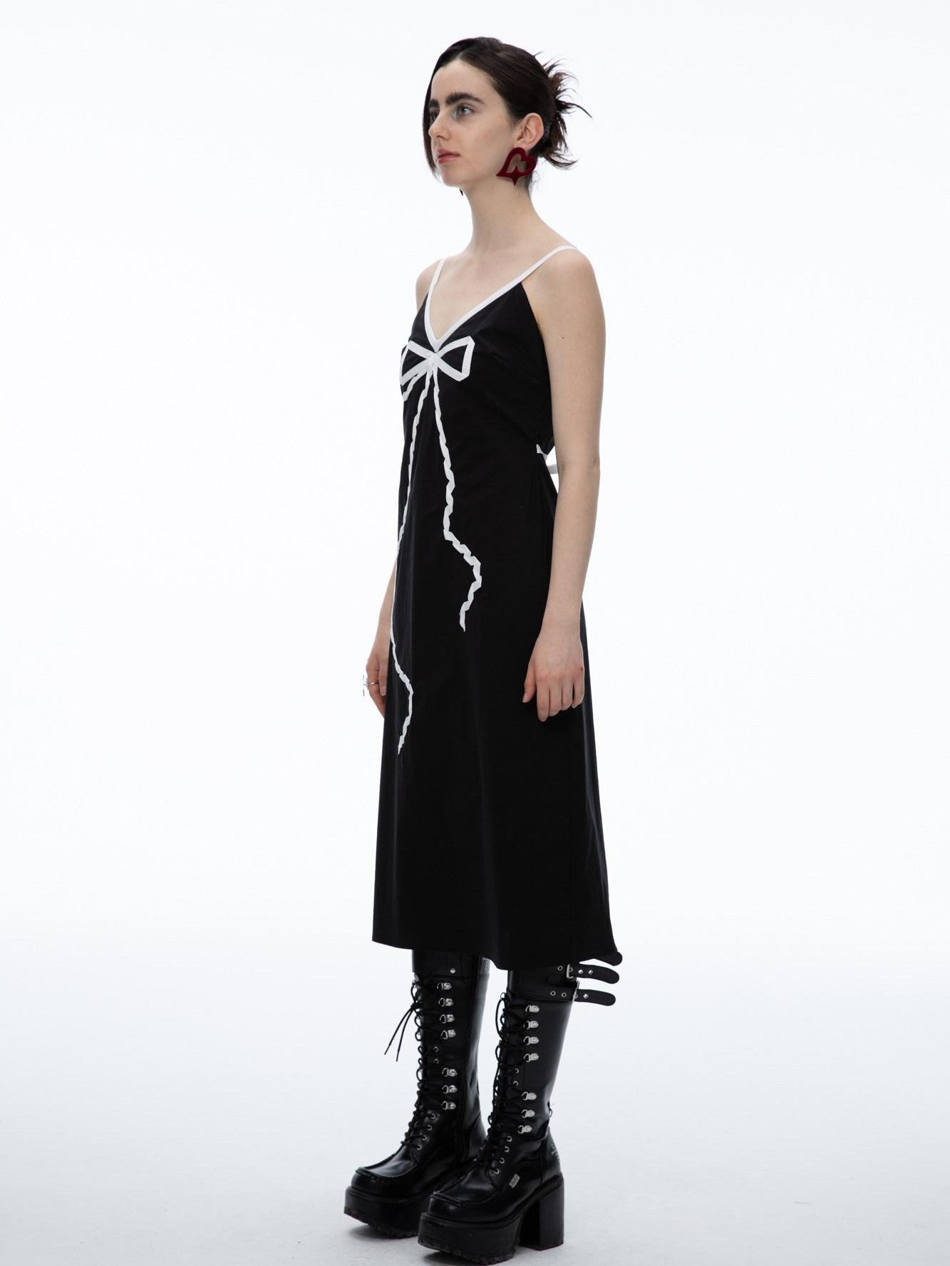 QUORRA S CHORD Black Bow V-neck Spaghetti Strap Women&