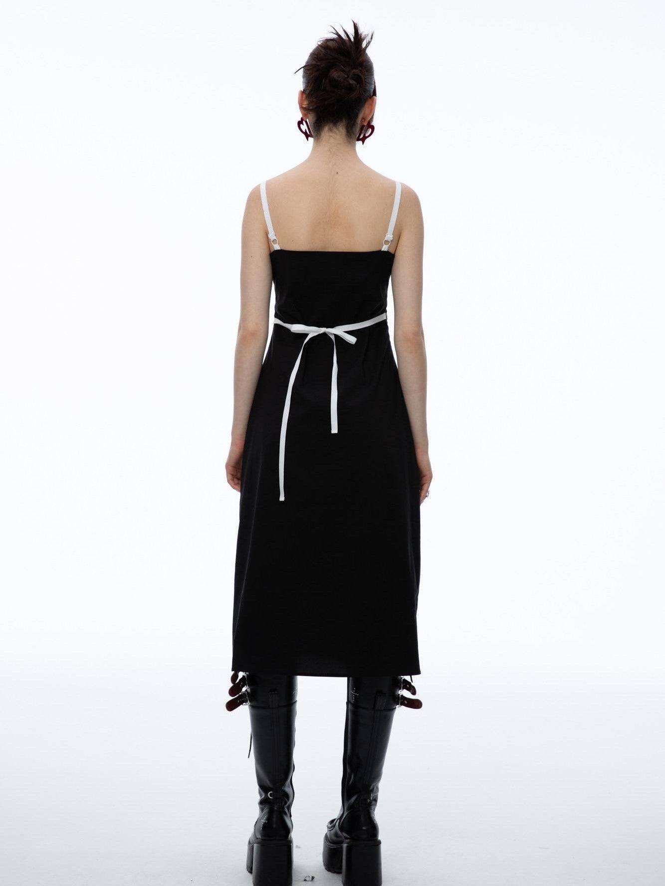 QUORRA S CHORD Black Bow V-neck Spaghetti Strap Women&