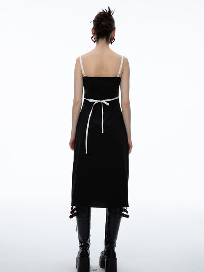 QUORRA S CHORD Black Bow V-neck Spaghetti Strap Women&