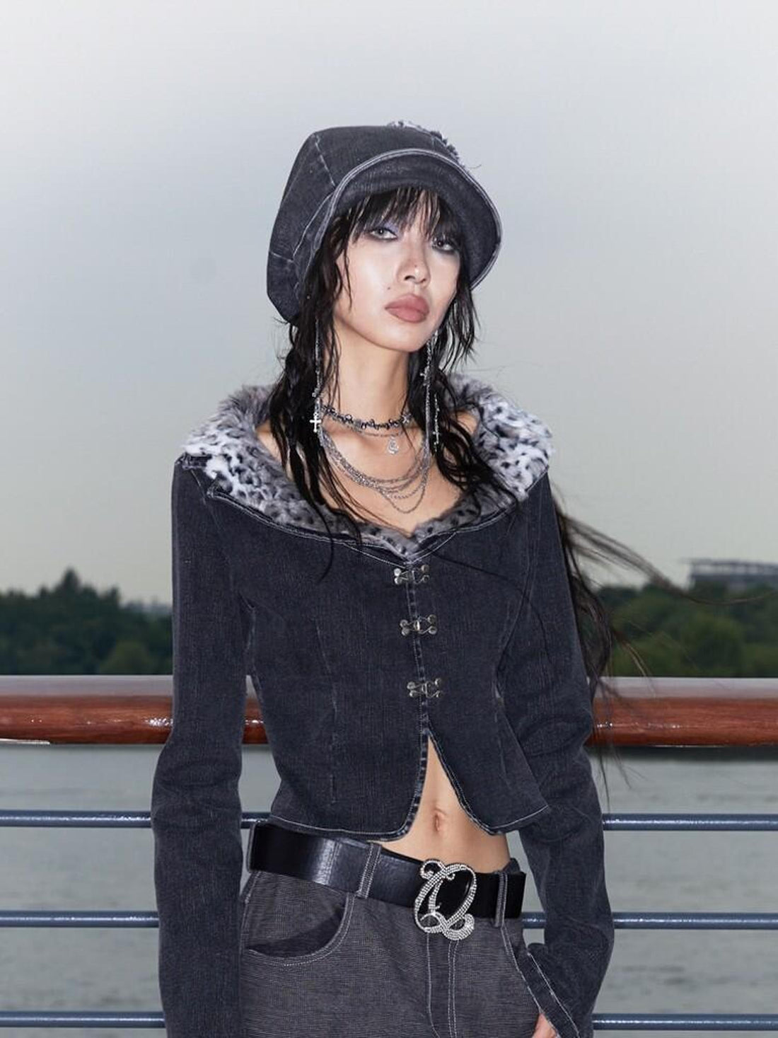 QUORRA S CHORD Black Dragon Patch Washed Punk Distressed Women&