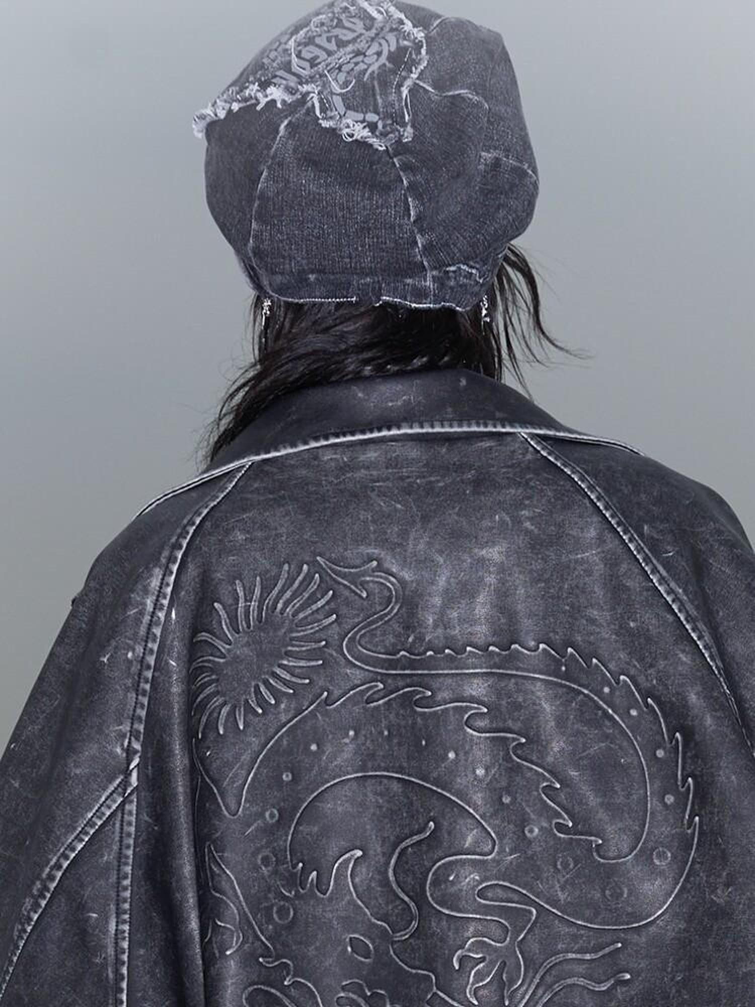 QUORRA S CHORD Black Dragon Patch Washed Punk Distressed Women&
