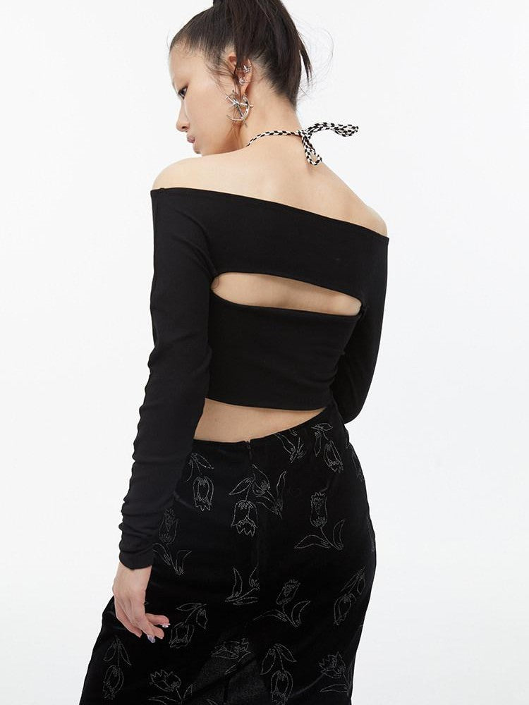 QUORRA S CHORD Black Faux Two Piece Layered Bardot Women&