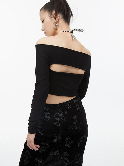QUORRA S CHORD Black Faux Two Piece Layered Bardot Women&