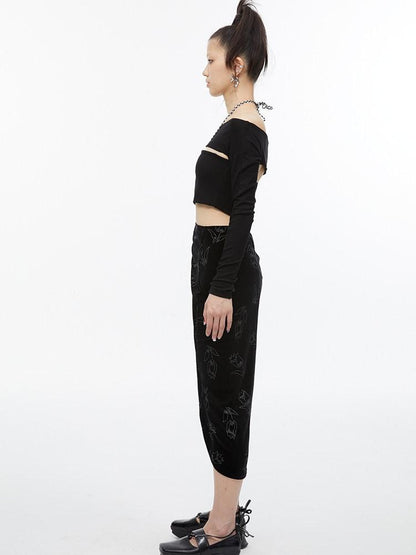 QUORRA S CHORD Black Faux Two Piece Layered Bardot Women&