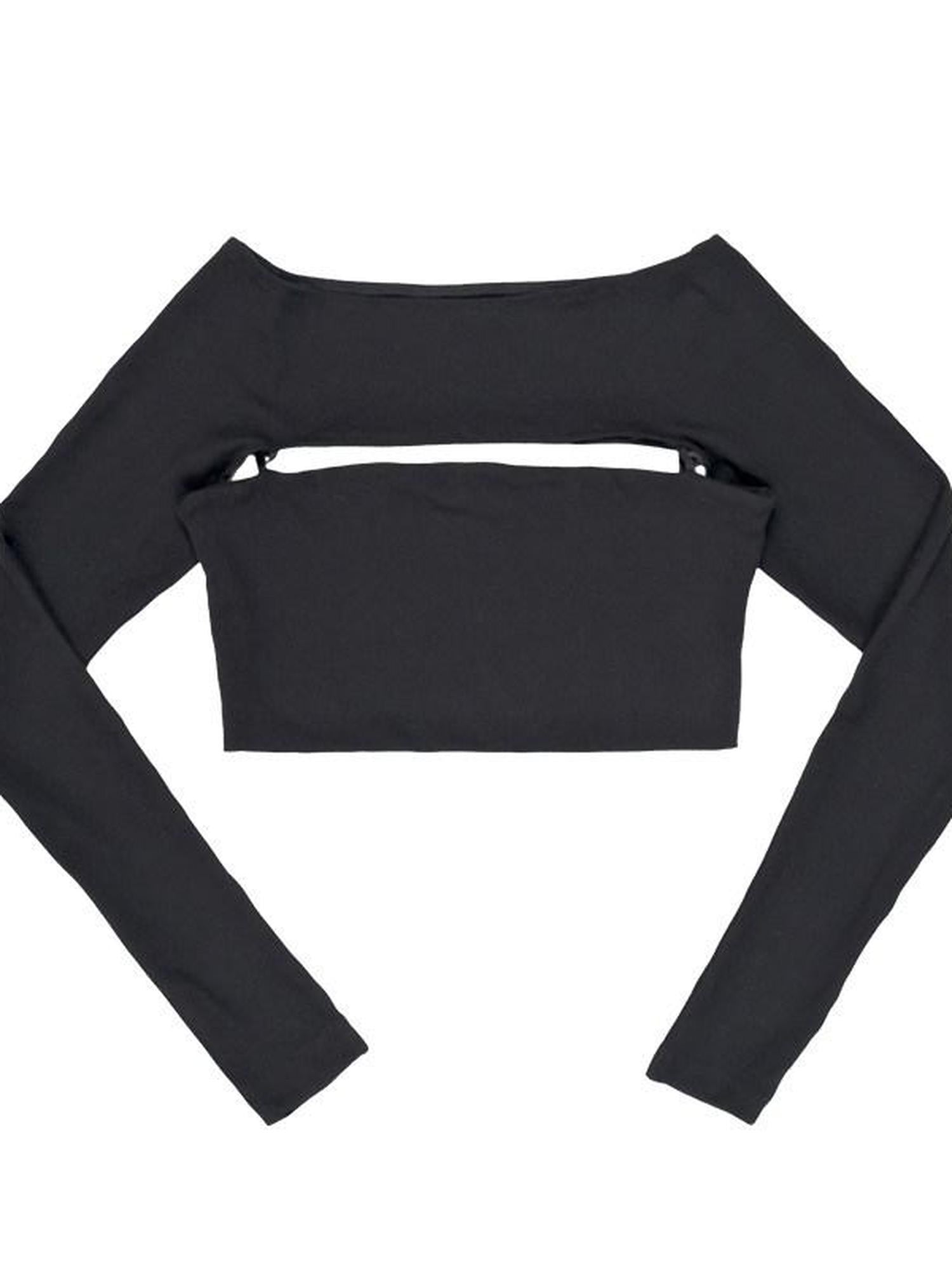QUORRA S CHORD Black Faux Two Piece Layered Bardot Women&