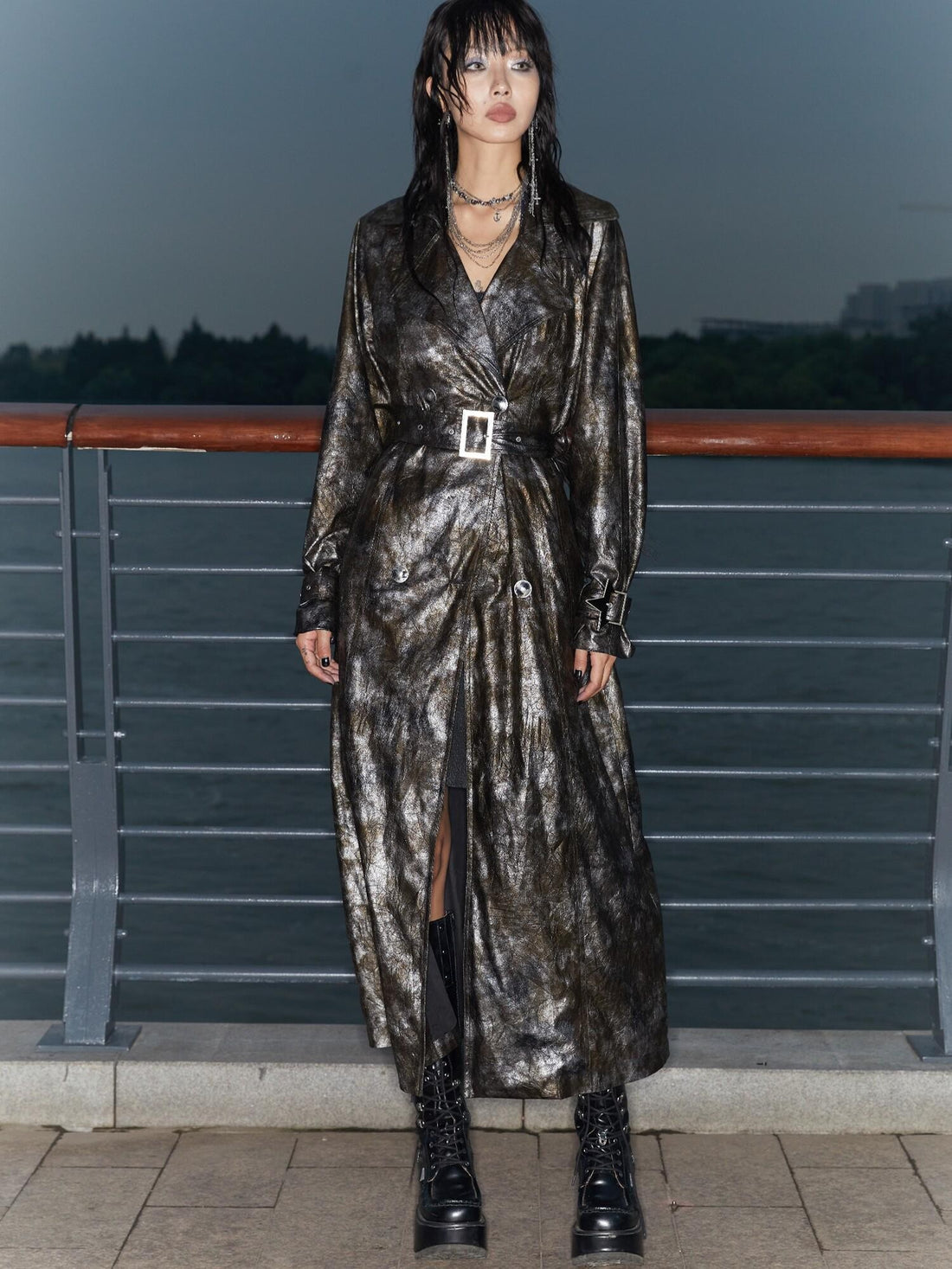 QUORRA S CHORD Black Gold Long Loose Flowing Women&