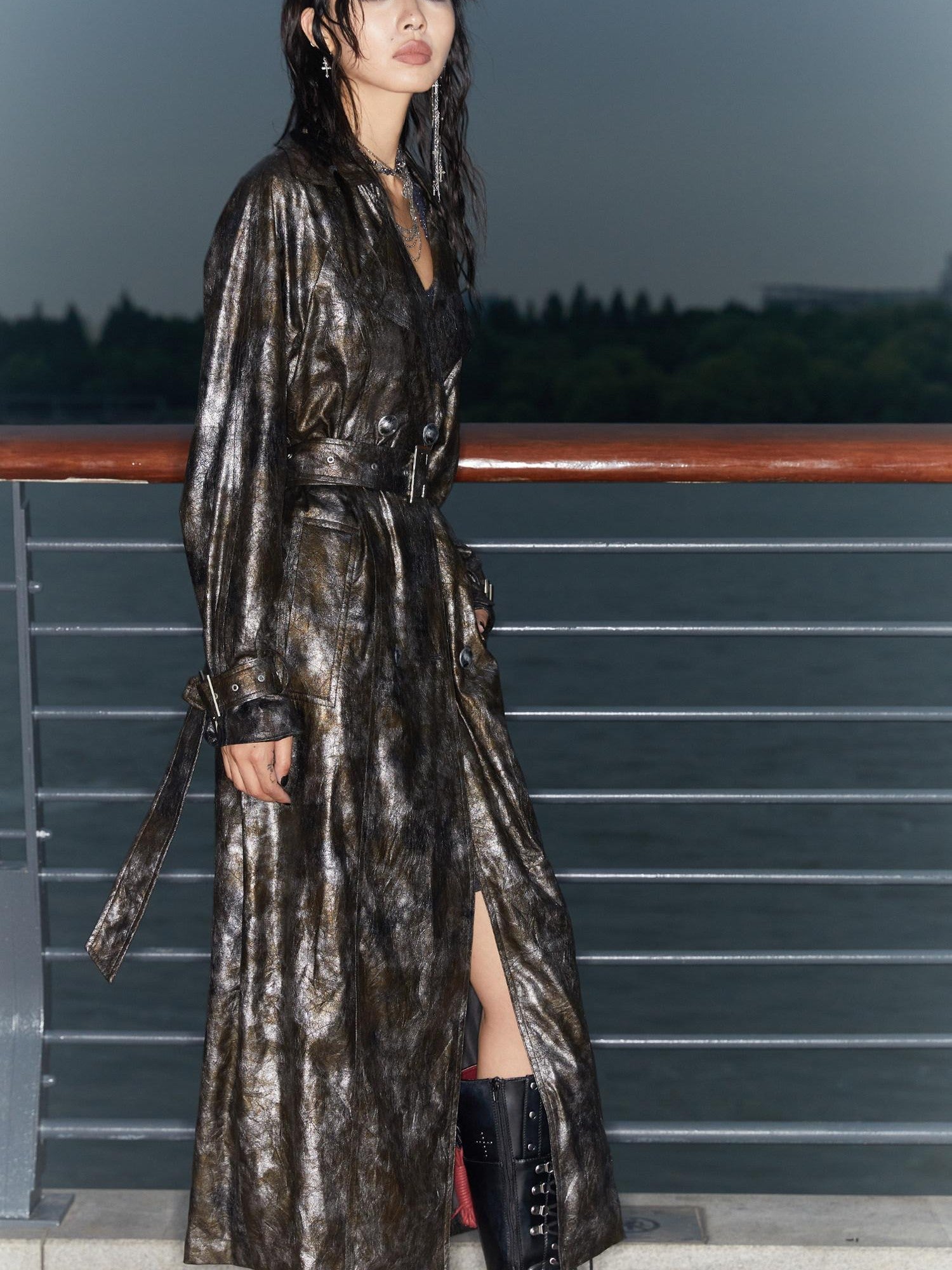 QUORRA S CHORD Black Gold Long Loose Flowing Women&